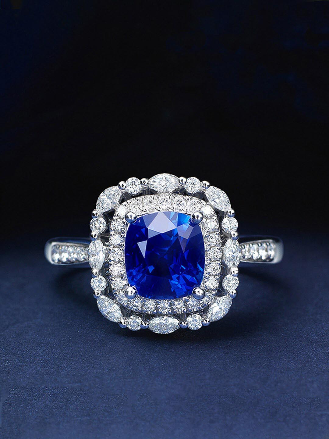 Designs & You Silver Plated American Diamond Square Finger Ring