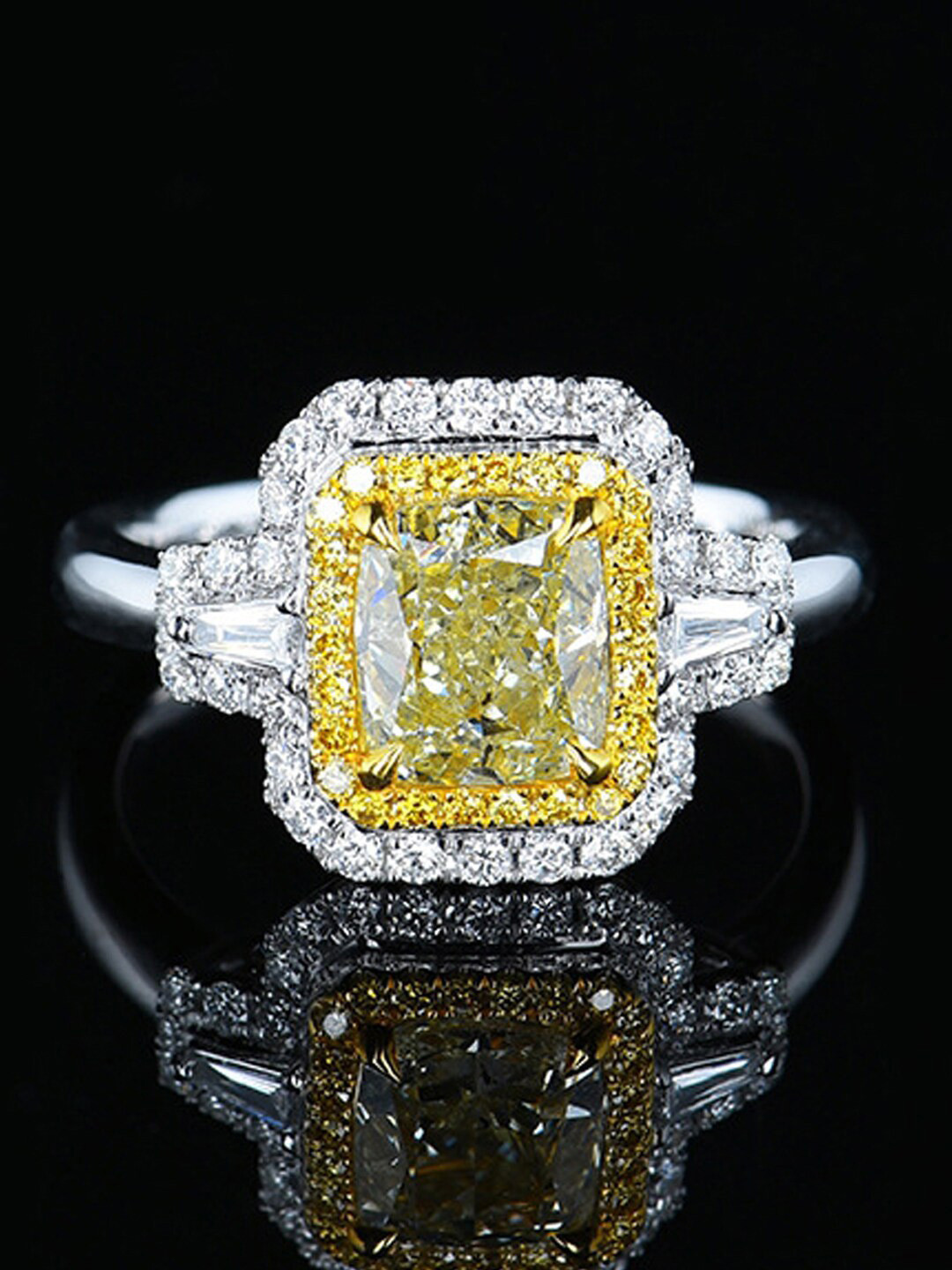 Designs & You Silver Plated American Diamond Crushed Ice Cut Geometric Finger Ring