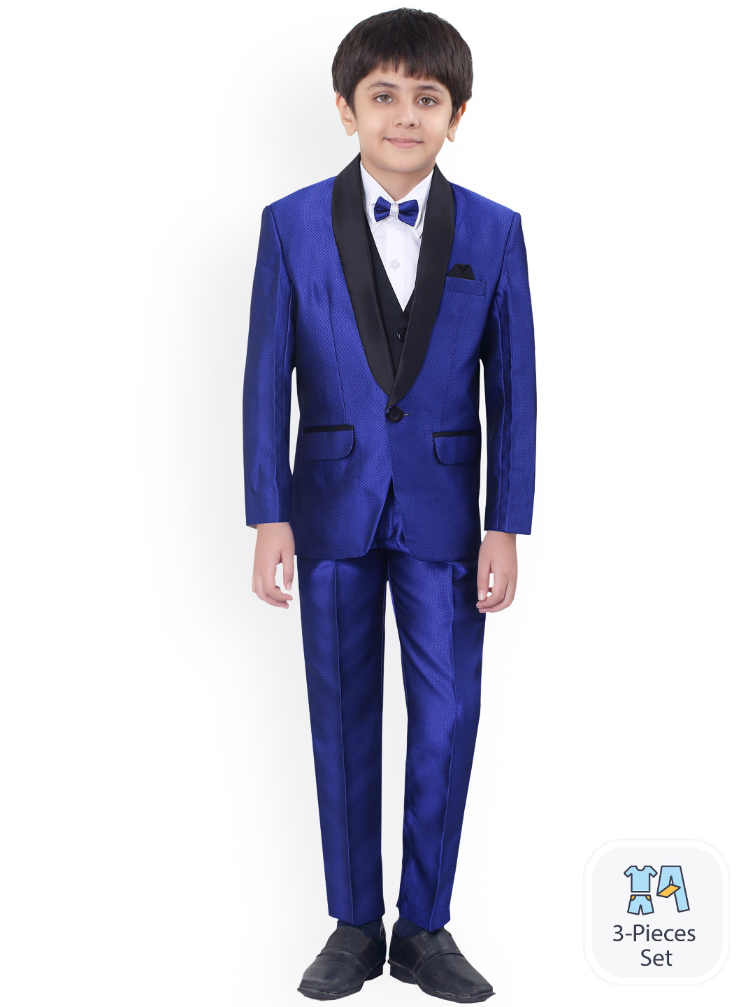 BAESD Boys Tuxedo Silk Cotton 5 Piece Party Suit
