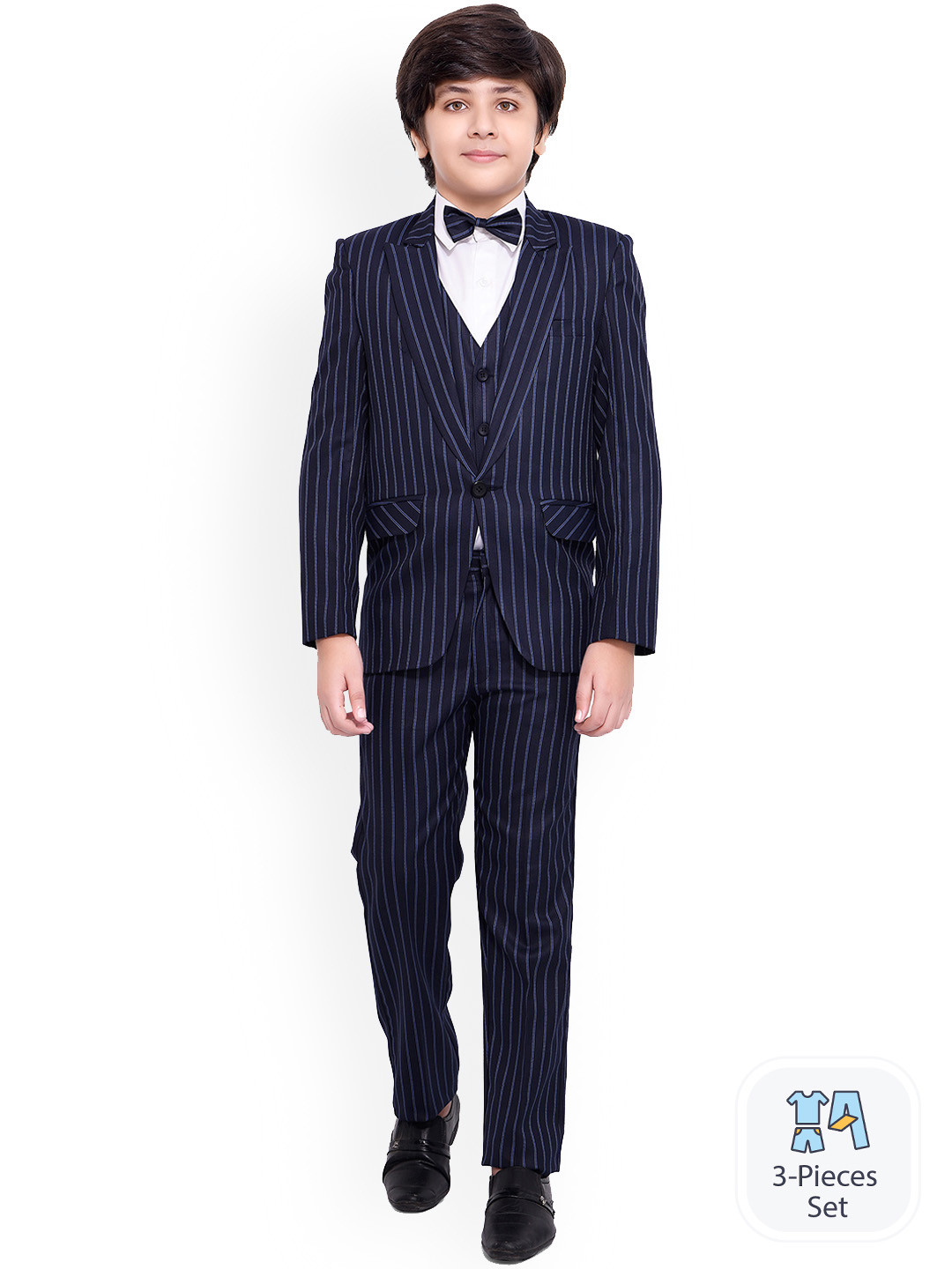 BAESD Boys Striped Single Breasted 5 Pices Party Suits