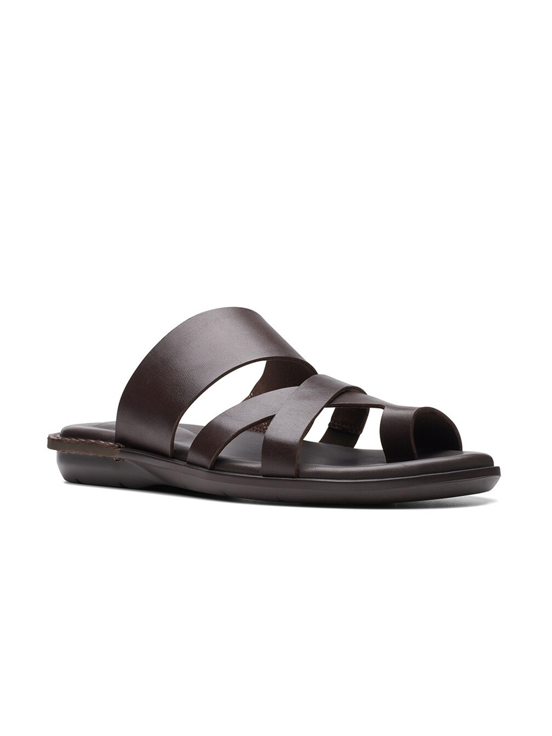 Clarks Men Leather One Toe Cross Strap Comfort Sandals
