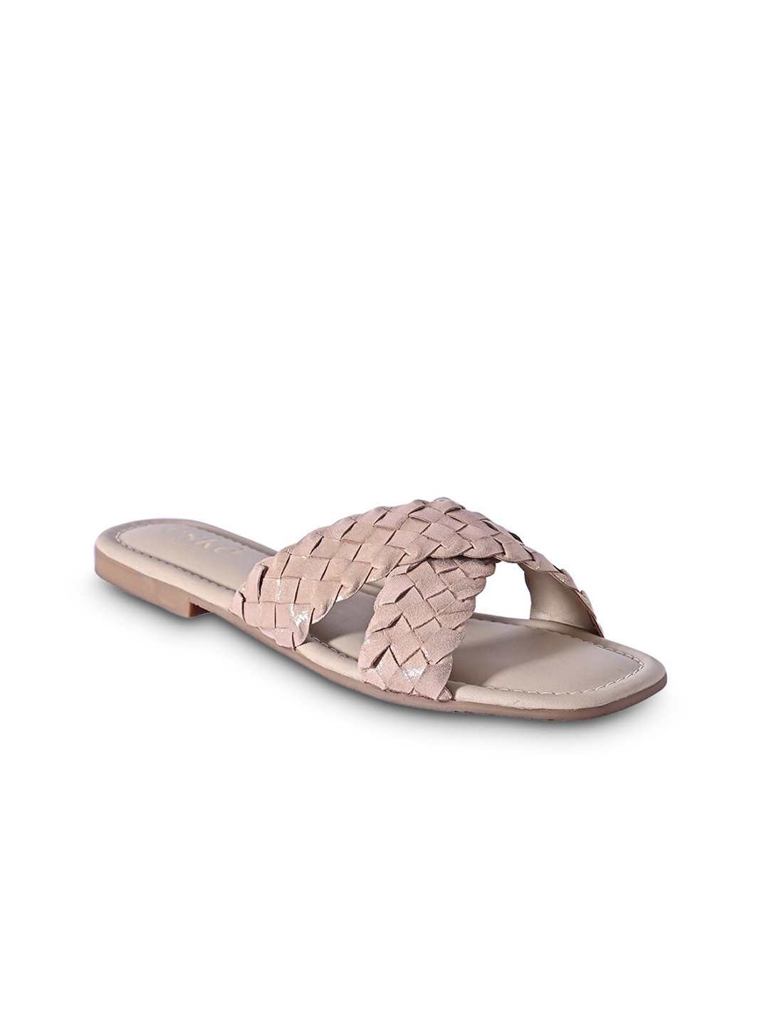Eske Braided Leather Open Toe Flats