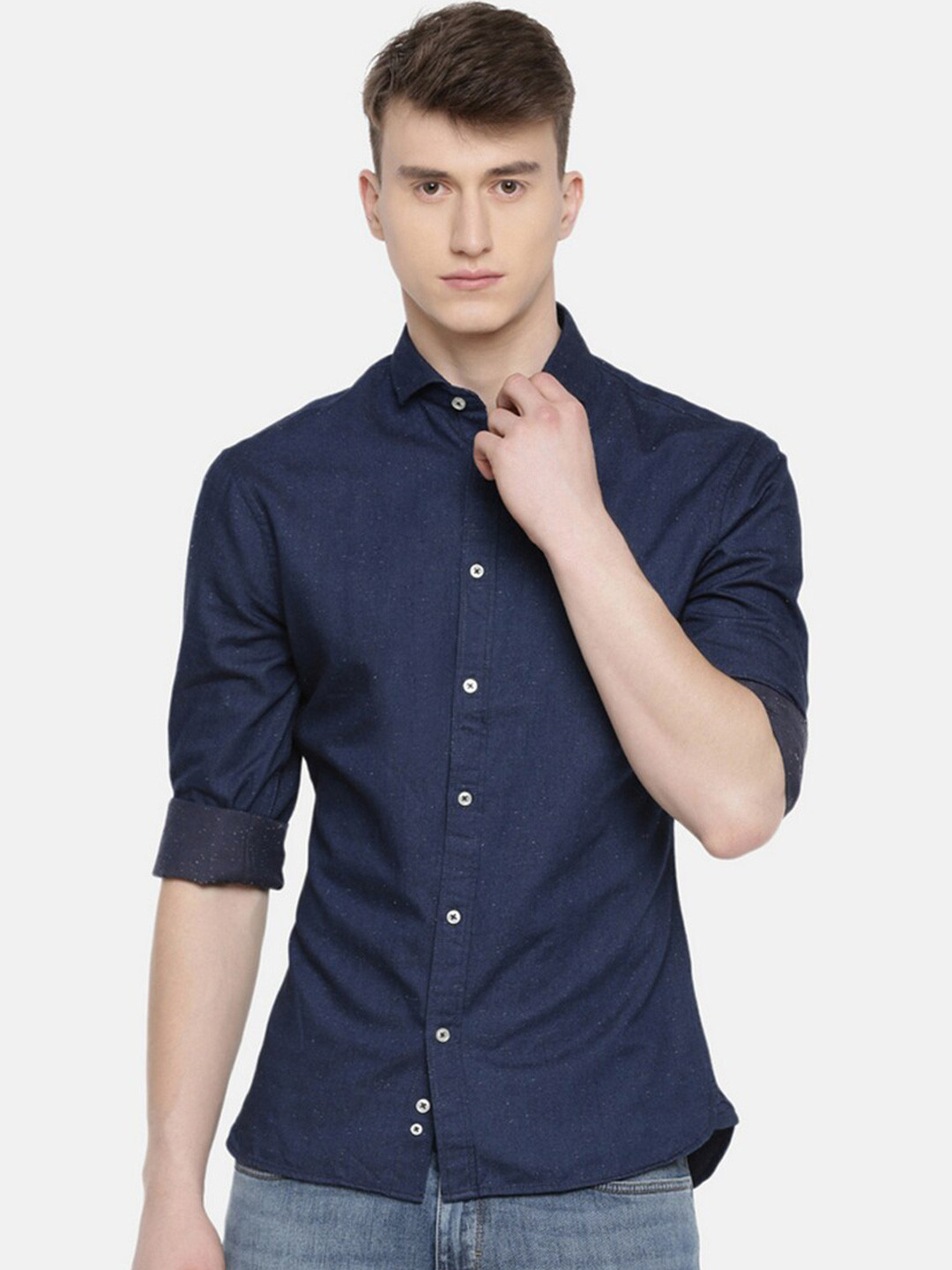 Celio Cotton Spread Collar Opaque Casual Shirt