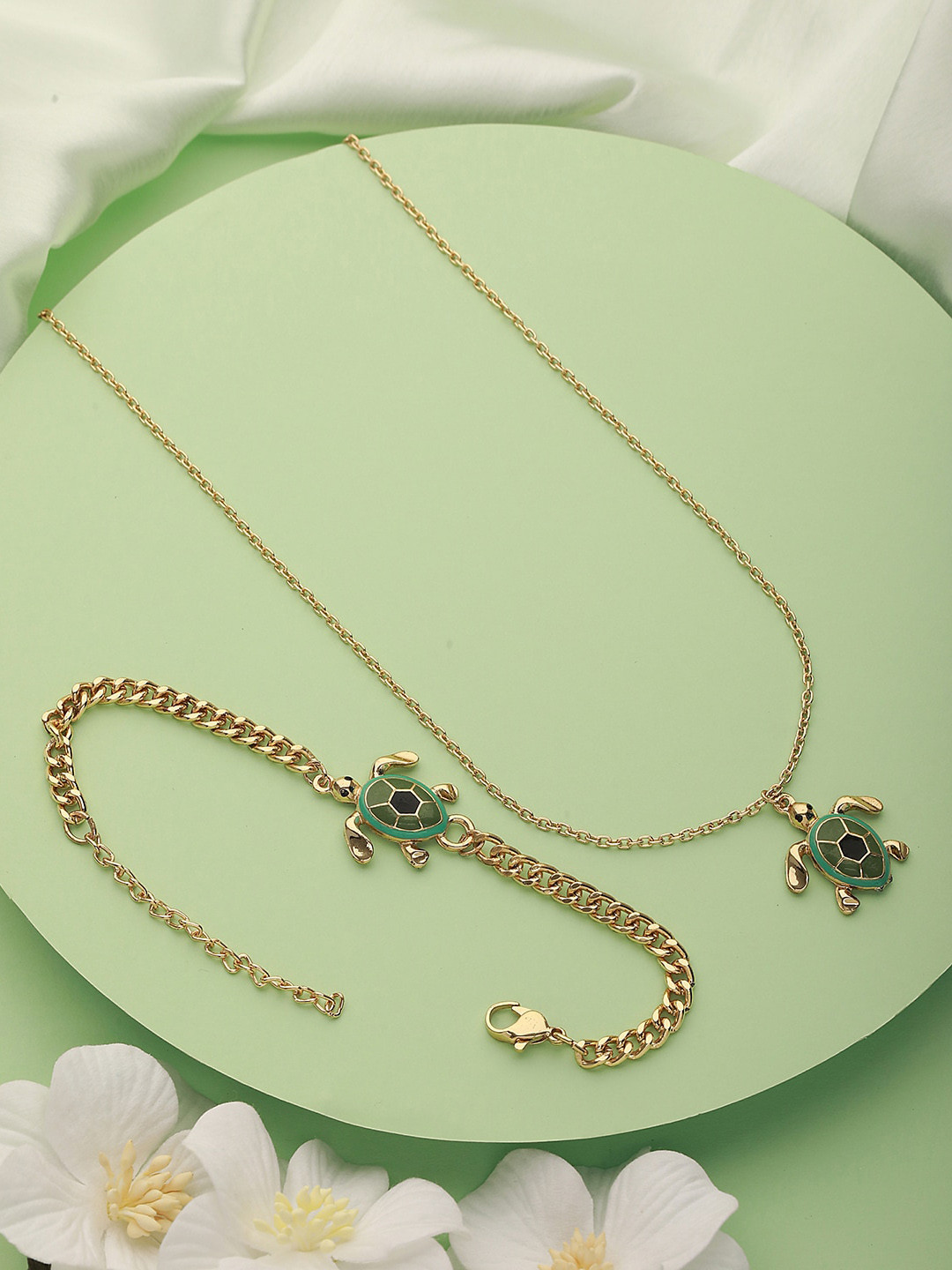 Jazz and Sizzle Gold-Plated Necklace & Charm Bracelet