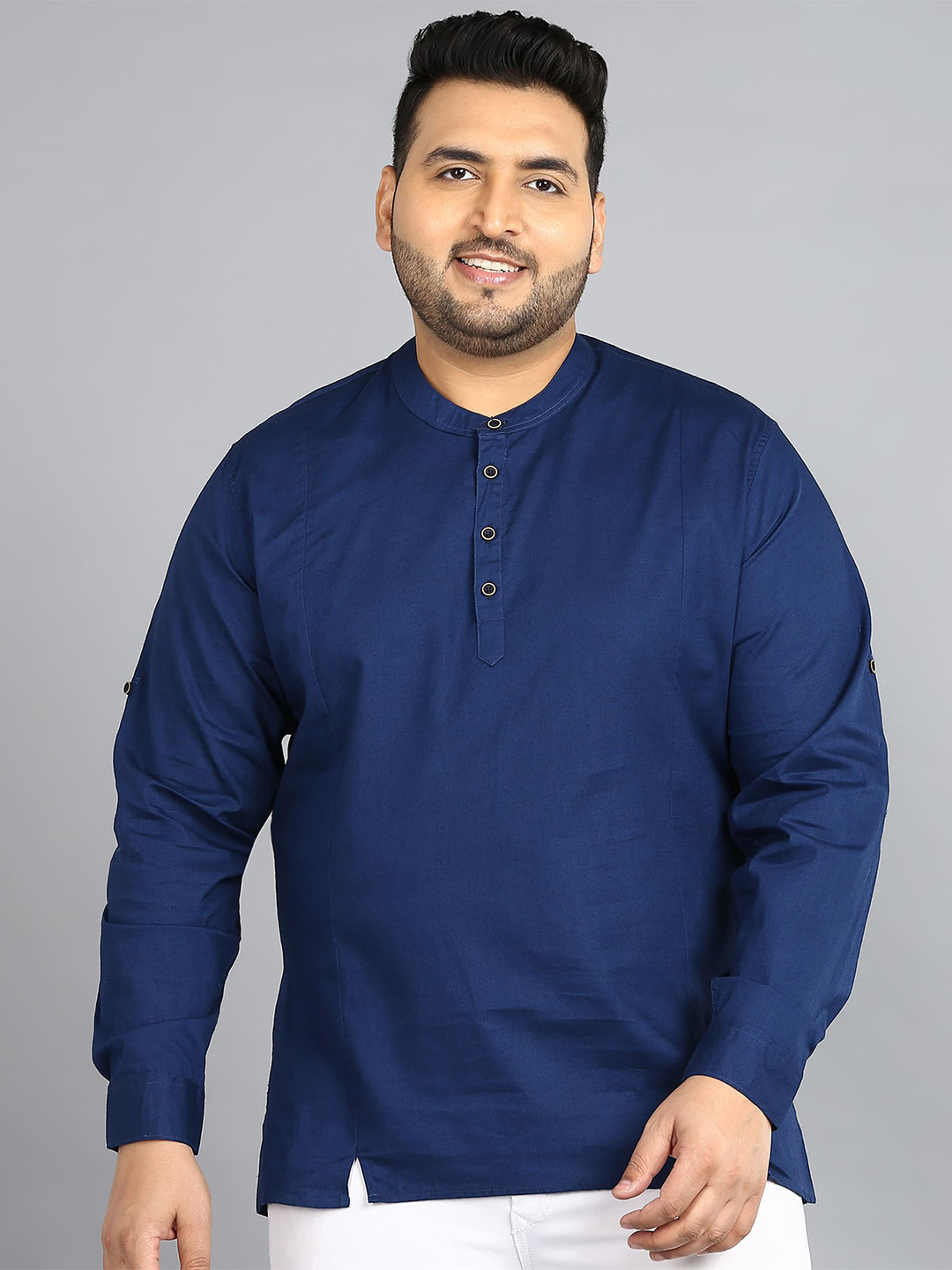 Urbano Plus Mandarin Collar Pure Cotton Casual Shirt
