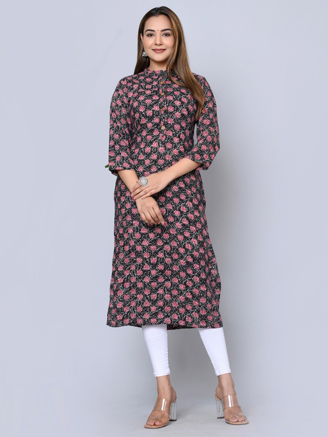 MAUKA Floral Printed Straight Kurta