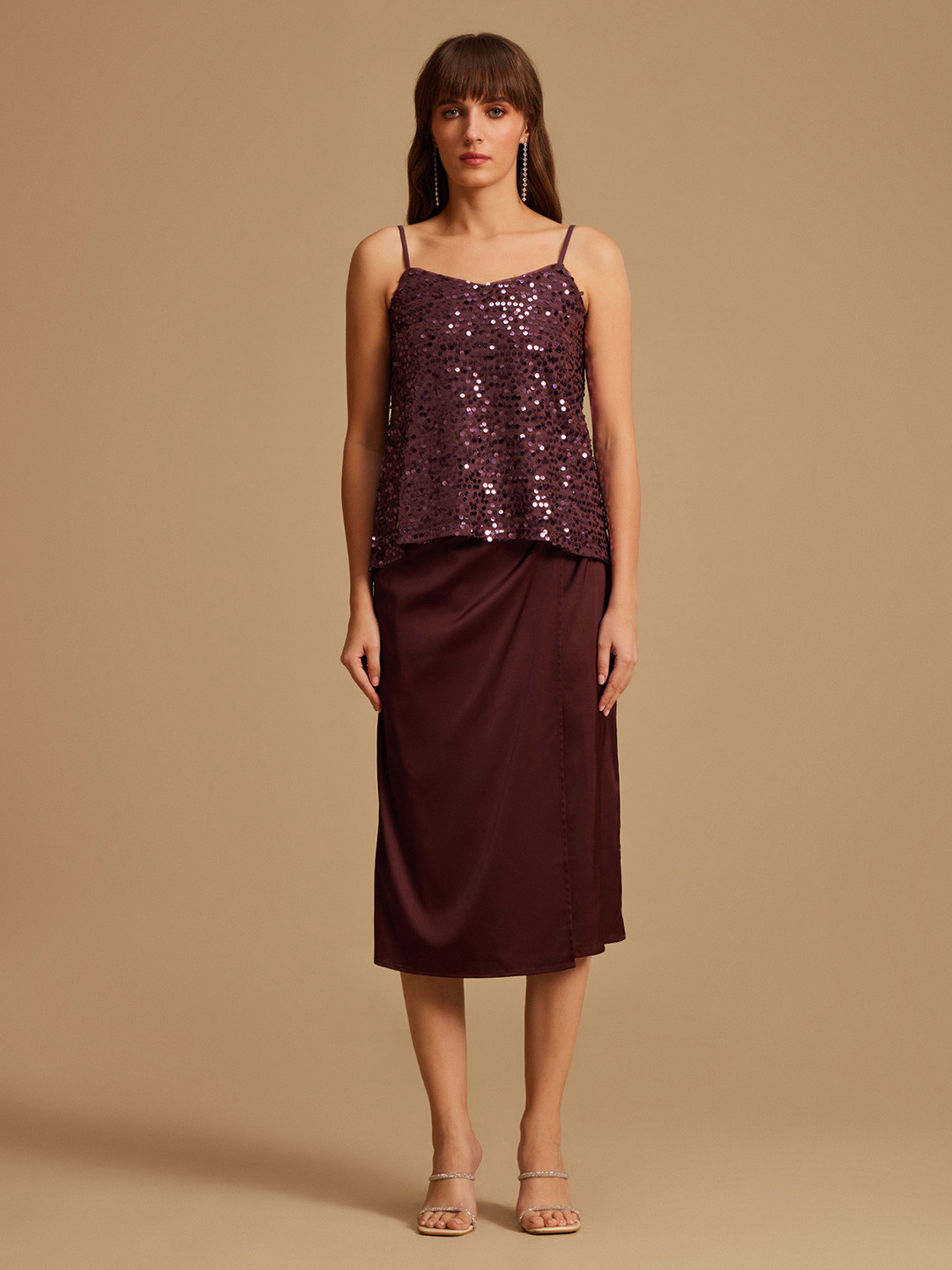 Kazo Sequin Embellished Shoulder Strapped Top