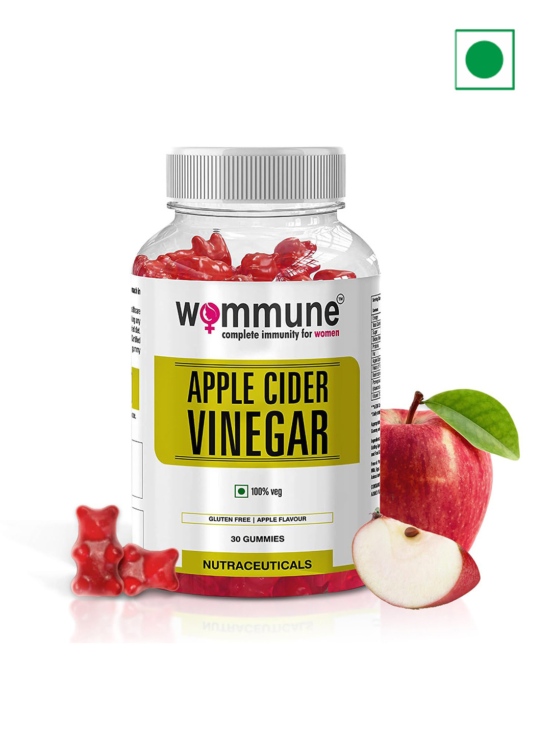 WOMMUNE Apple Cider Vinegar Gummies 30 Gummies - Apple Flavour