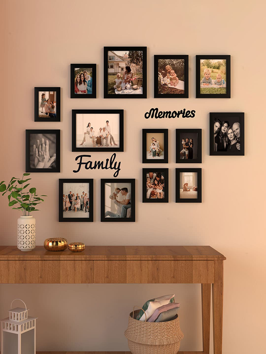 Art Street Black 14 Pieces Wooden Photo Frame With Mdf Plaque