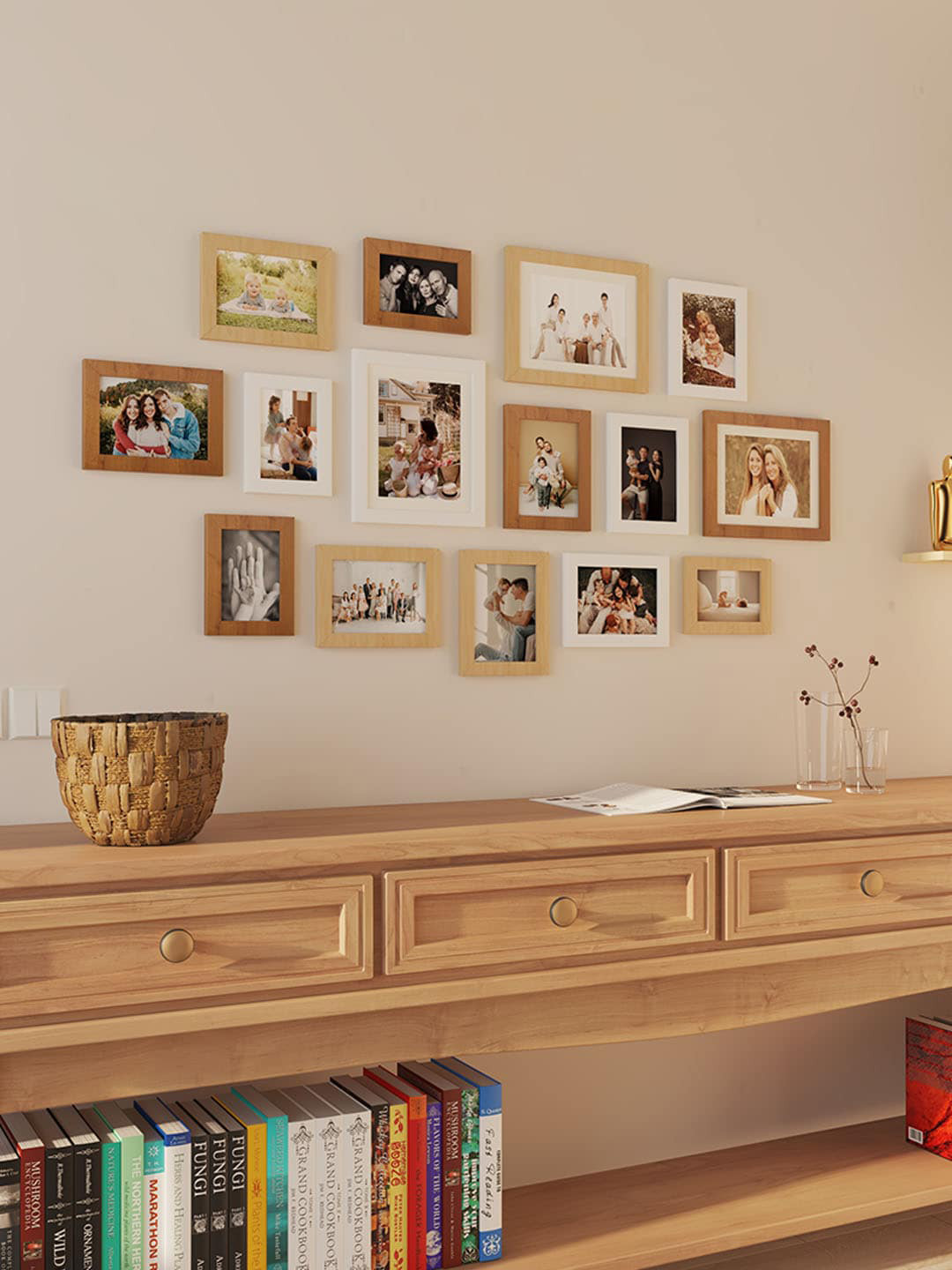 Art Street 15 Pcs Beige Wooden Photo Frames