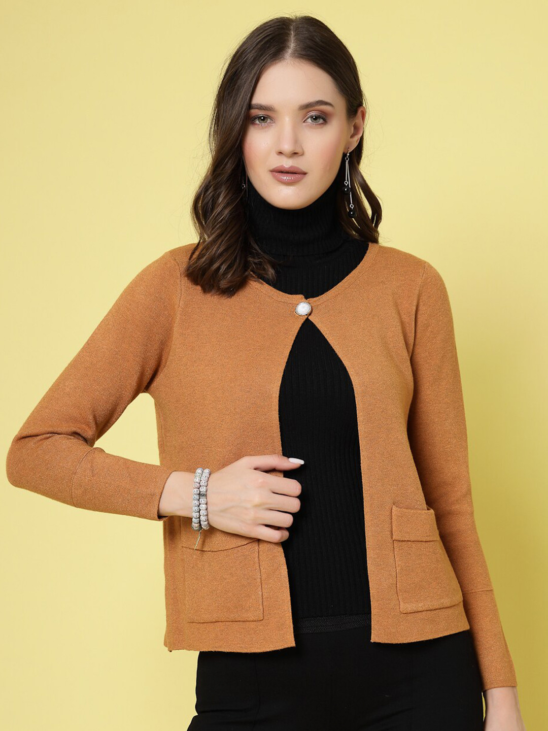 Mafadeny Long Sleeves Open Front Shrug