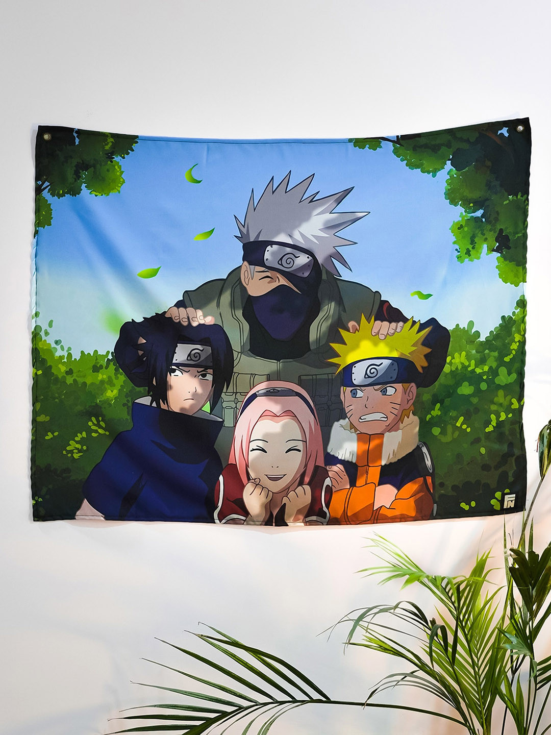COMICSENSE Green & Blue Naruto Anime Printed Satin Tapestry