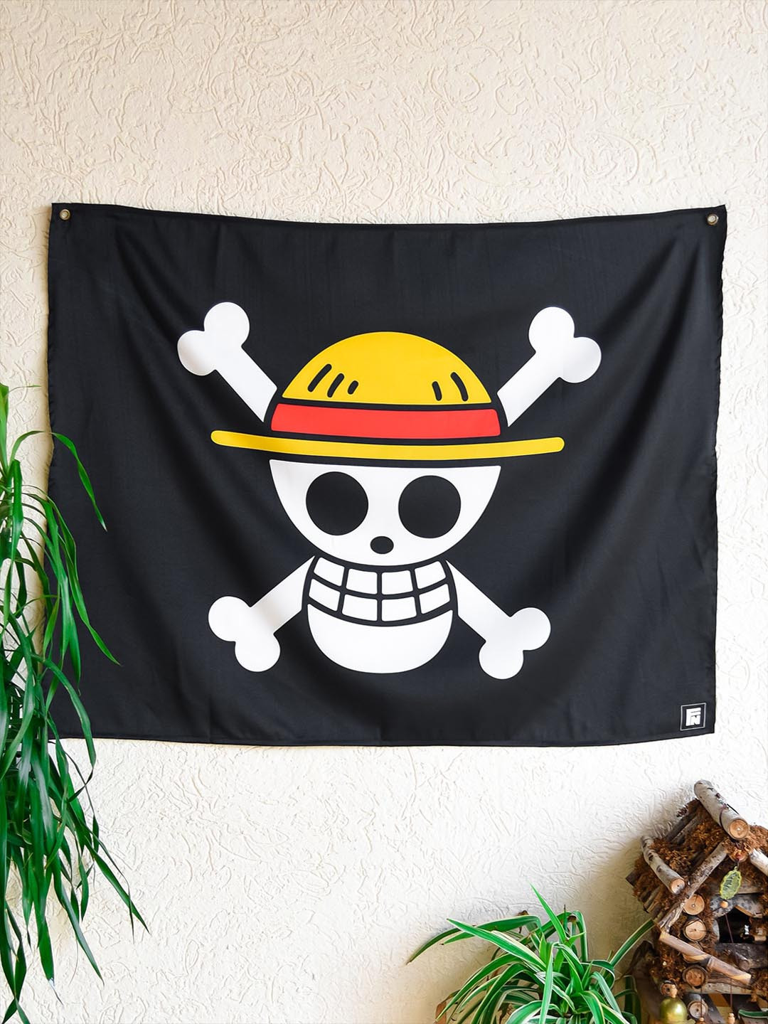 COMICSENSE Black & Yellow Anime Inspired Mugiwara Pirates Printed Tapestry
