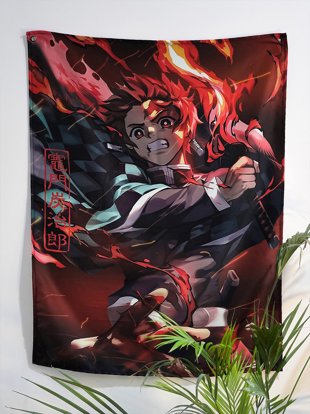 COMICSENSE Red Demon Slayer Kagura Anime Printed Tapestry