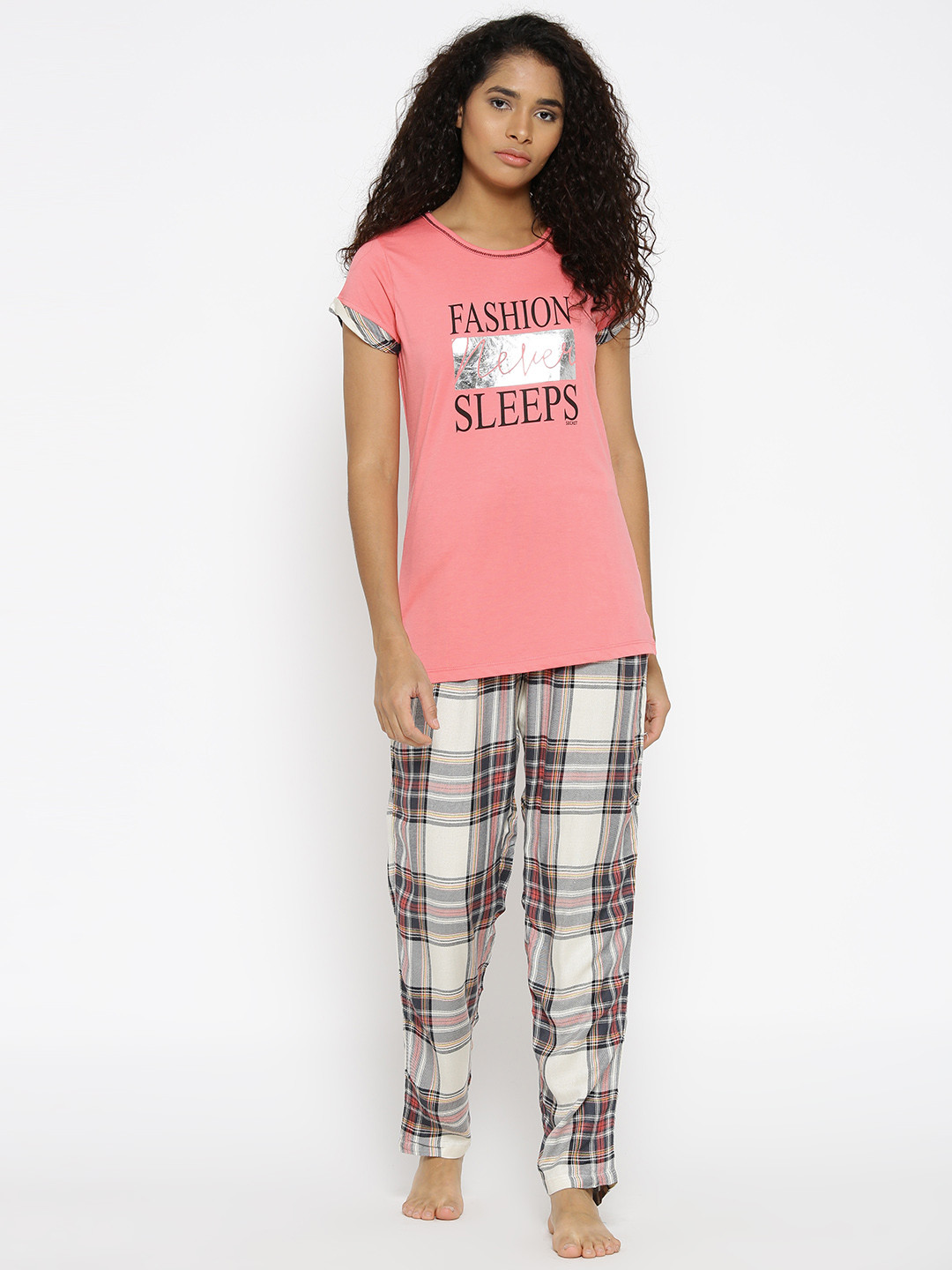 Buy MADAME M SECRET Women Pink u0026 Off White Printed Night Suit S7S30150 030  - Night Suits for Women 2449317 | Myntra