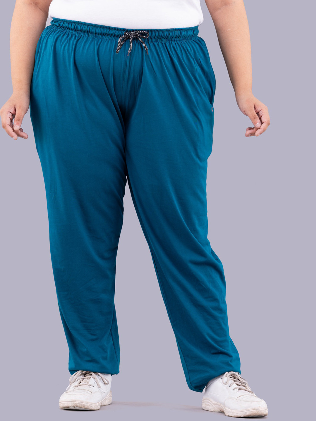CUPID Women Plus Size Mid-Rise Lightweight Cotton Track Pants