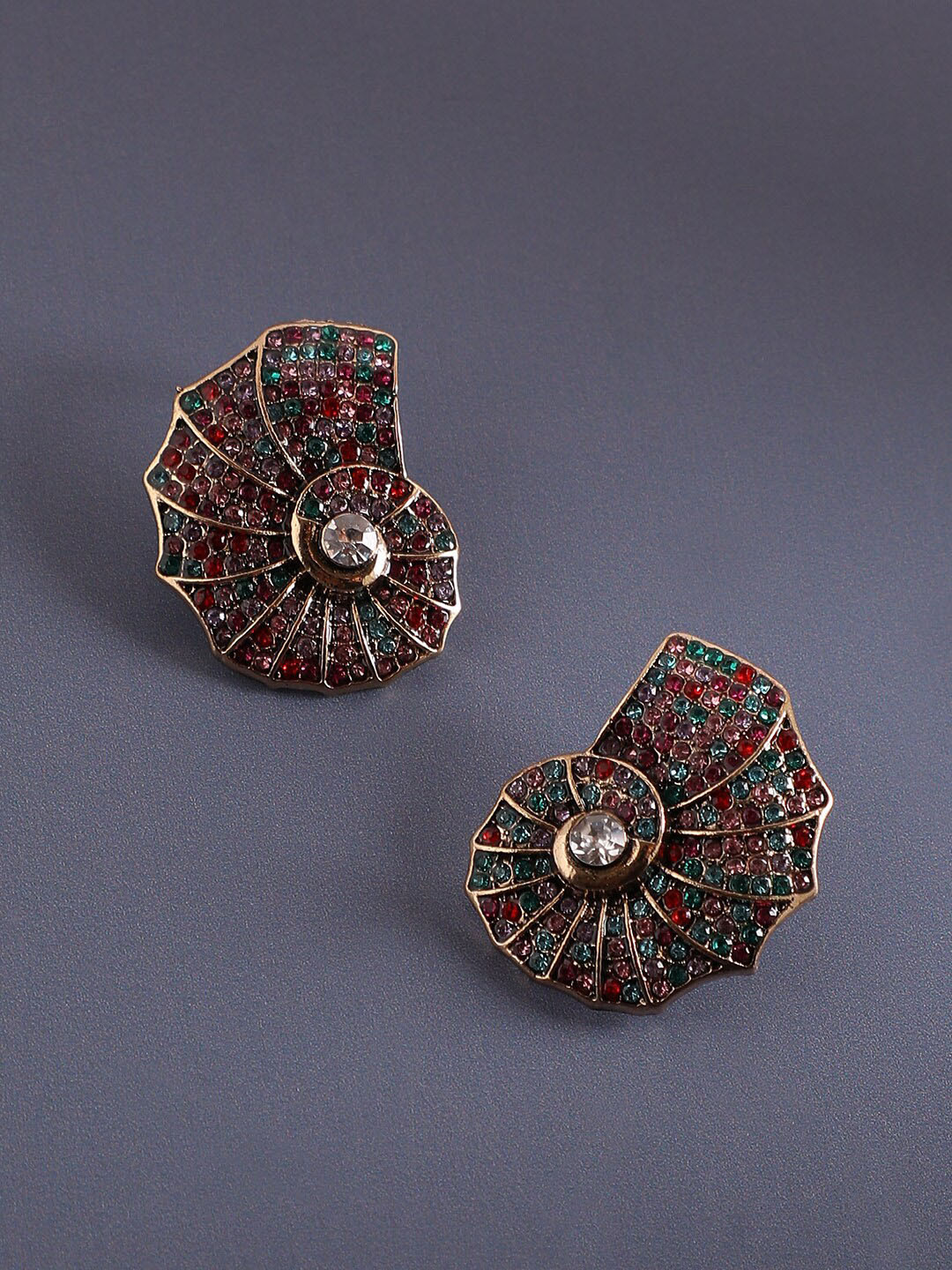 SOHI Gold-Plated Spherical Shaped Stud Earrings