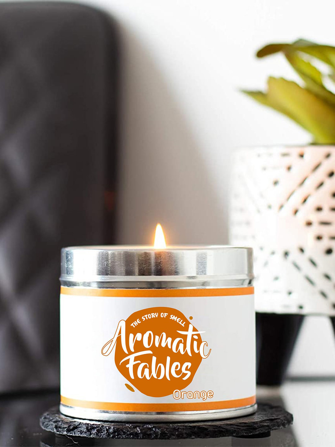 Aromatic Fables Tin Jar Candle Scented 1 Wick Orange Solid Round Regular Candles