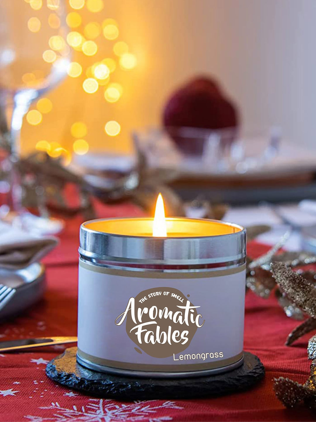 Aromatic Fables Tin Jar Candle Scented 1 Wick Lemon Grass Solid Round Regular Candles