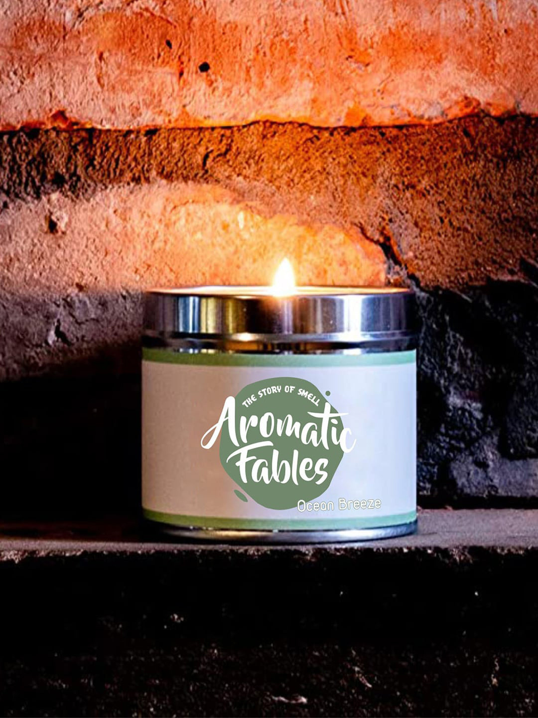 Aromatic Fables Tin Jar Candle Scented 1 Wick Ocean Breeze Solid Geometric Regular Candles