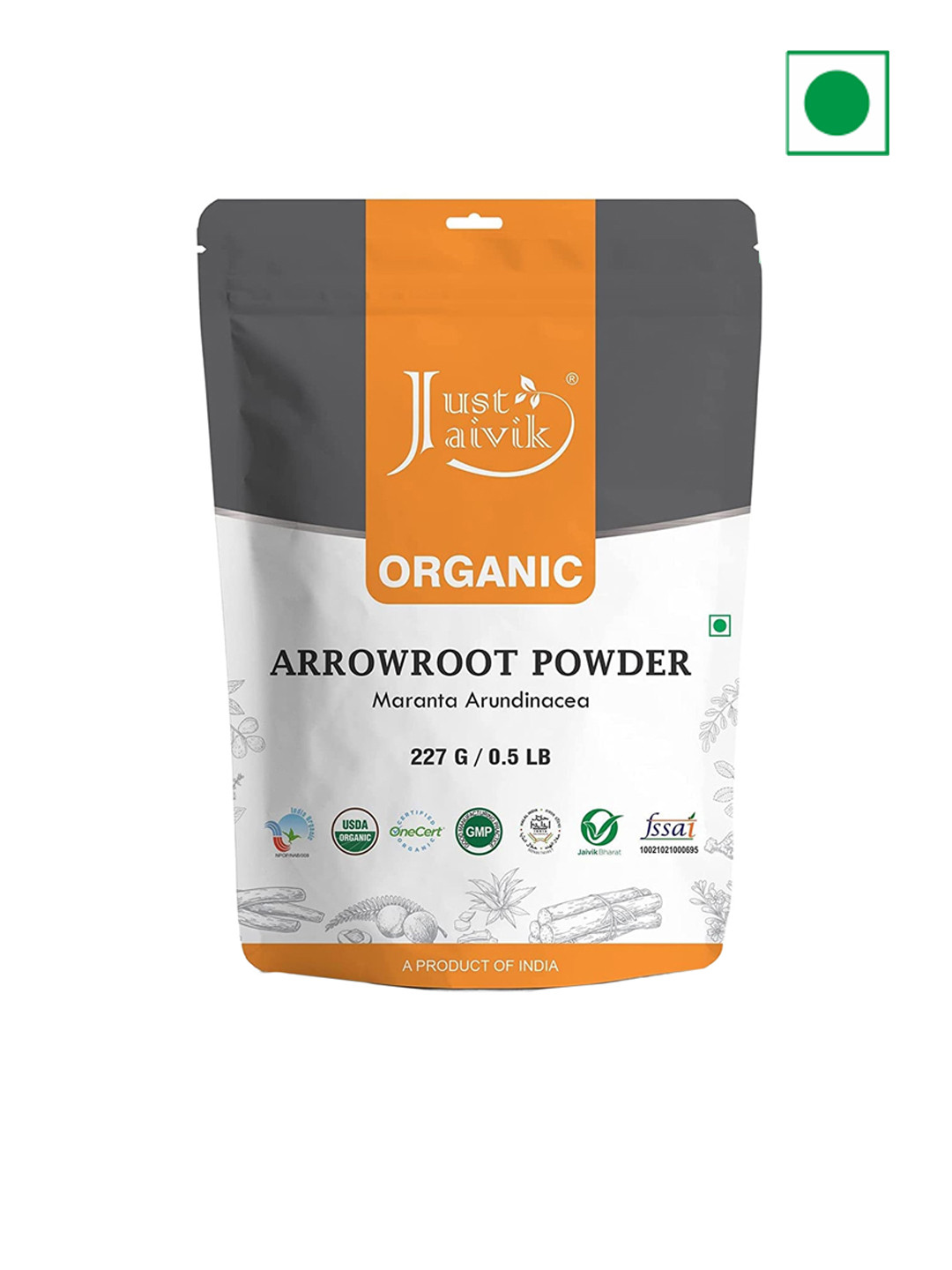Just Jaivik Dairy Free & Gluten Free Organic Arrowroot Powder - 227g