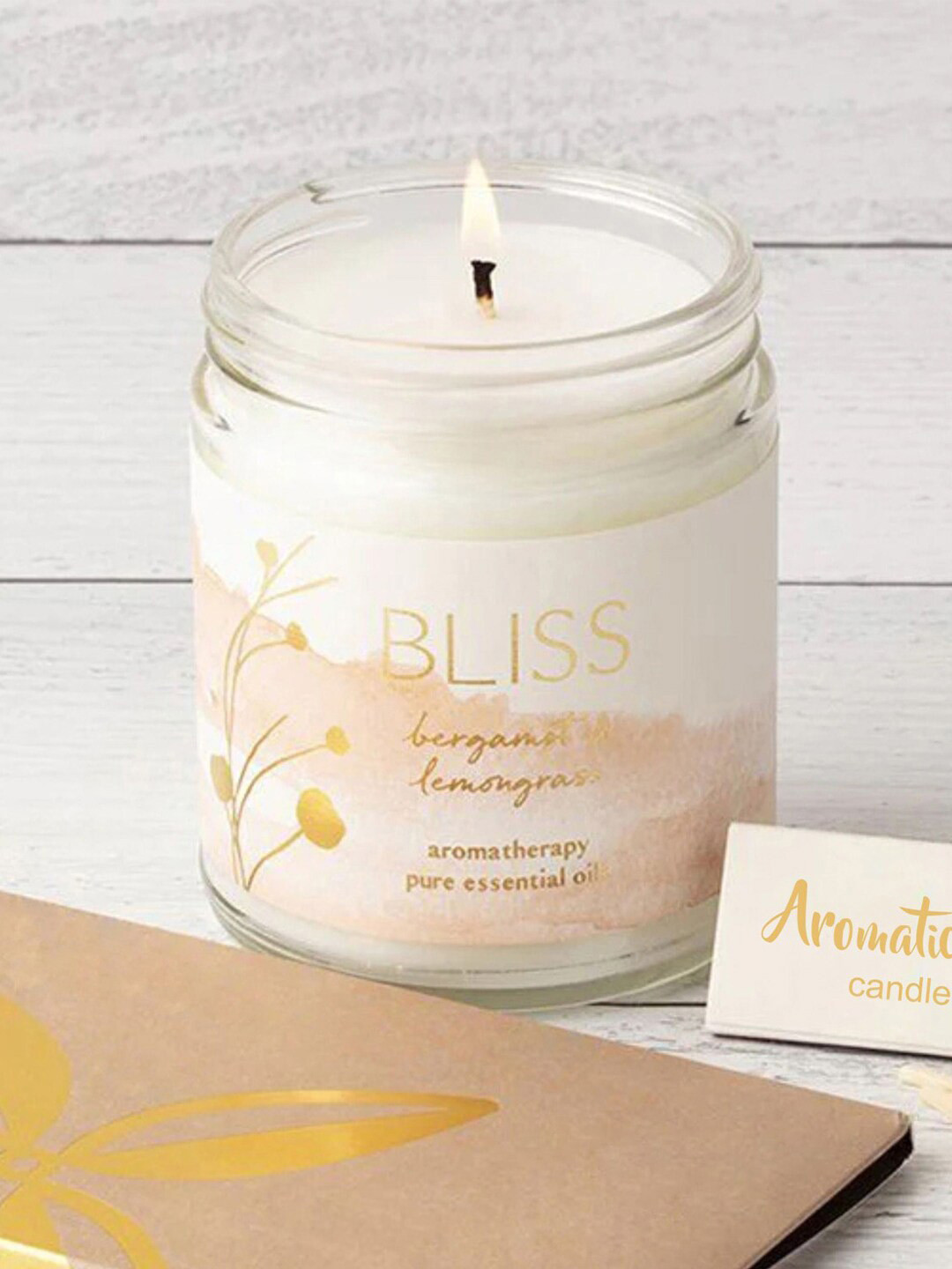 Aromatic Fables Tranquility Scented 1 Wick Lemongrass Abstract Round Regular Jar Candles