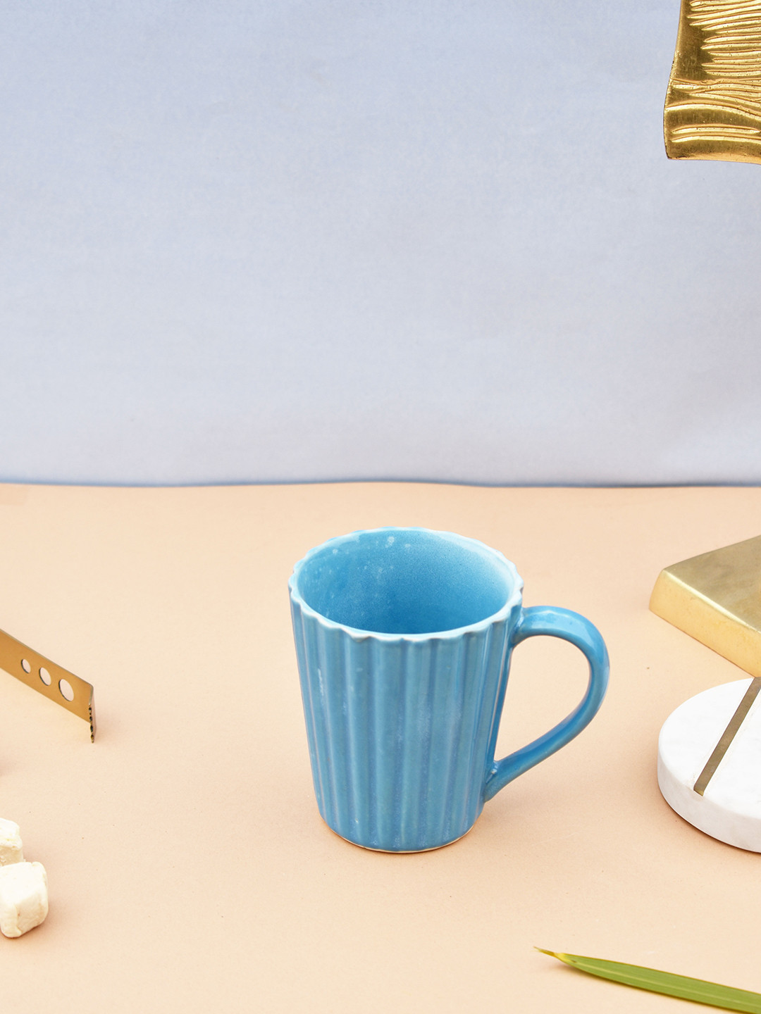 Folkstorys Arasu Name Personalised Blue Textured Ceramic Microwave Safe Mug-300ml