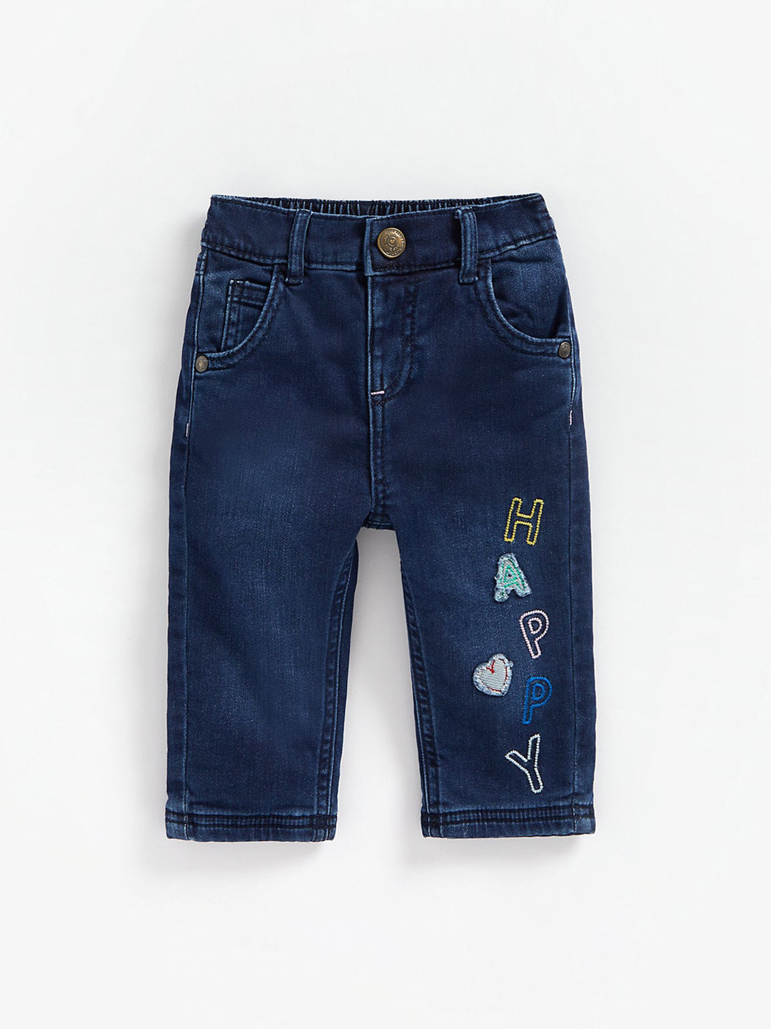 mothercare Girls Low Distress Embroidered Stretchable Jeans