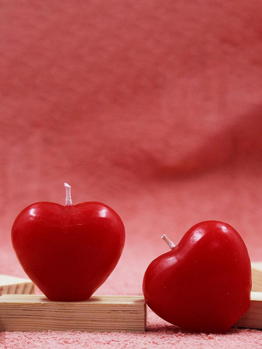 atorakushon 4Pcs Scented 1 Wick Rose Solid Heart Regular Pillar Candles