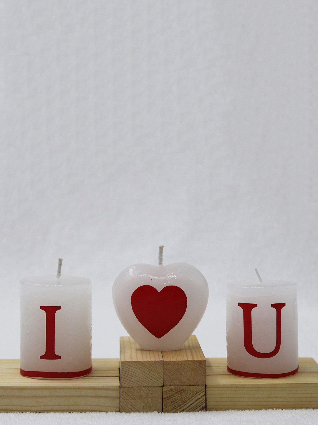 atorakushon Heart Shaped 3Pcs Scented 1 Wick Rose Solid Geometric Regular Pillar Candles