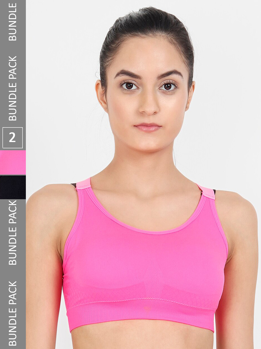 Lebami Pack Of 2 Full Coverage Lightly Padded Dry Fit Workout Bra With All Day Comfort