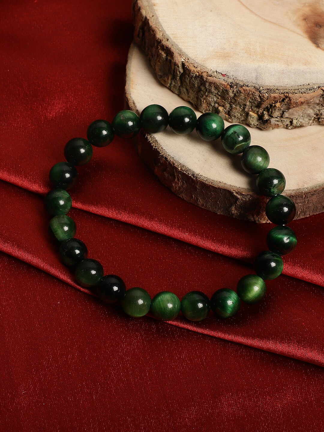 TAG 7 Green Tiger Eye Semi Precious Stone Bracelet