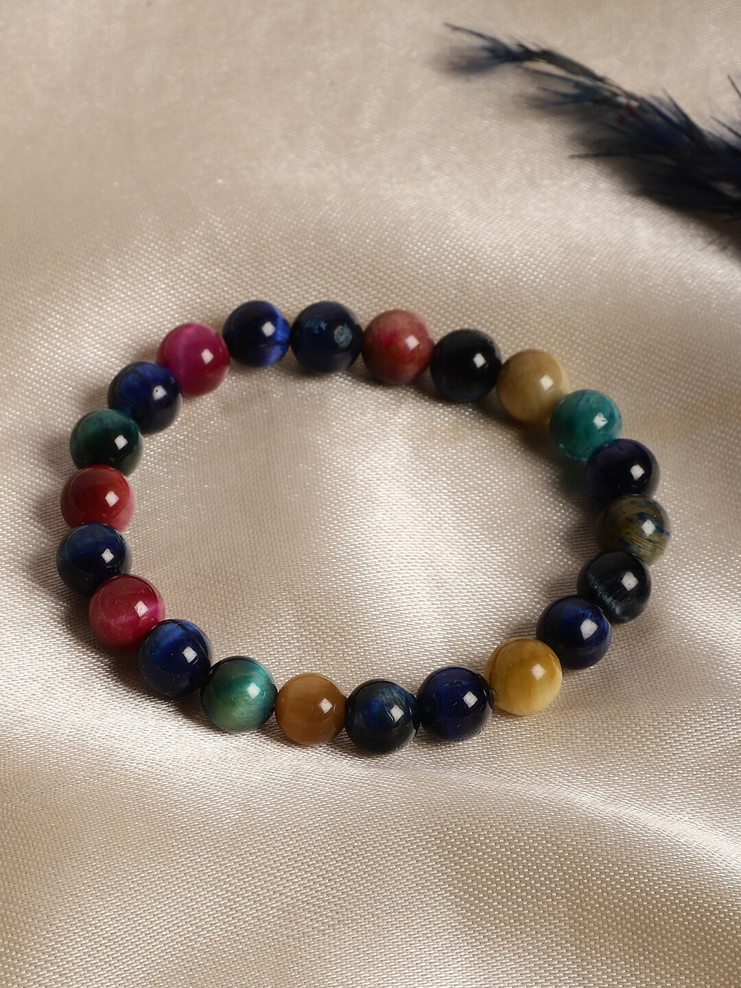 TAG 7 T Multi Tiger Eye Semi Precious Stone Bracelet