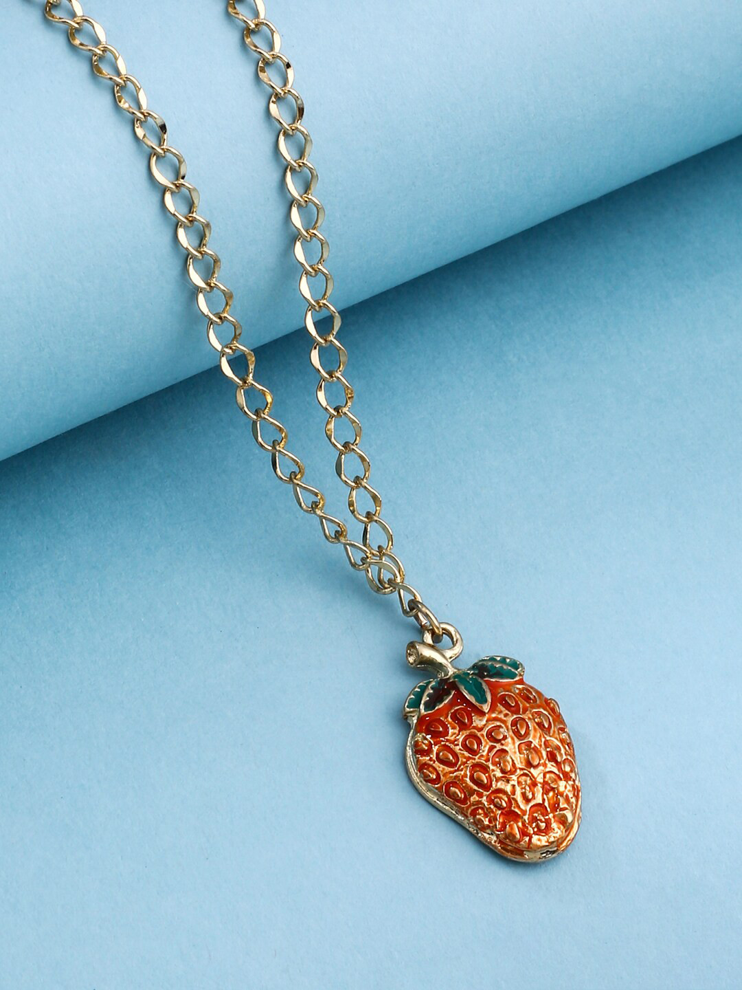VIRAASI Gold-Plated Strawberry Pendant with Chain Necklace