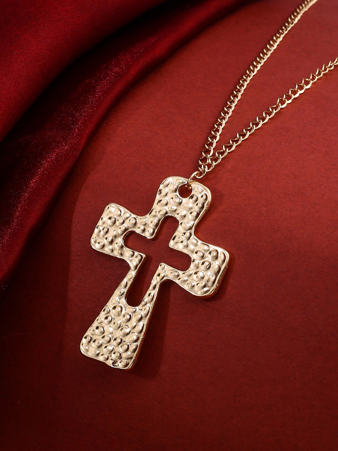 VIRAASI Gold-Plated Jesus Cross Pendant with Chain Necklace