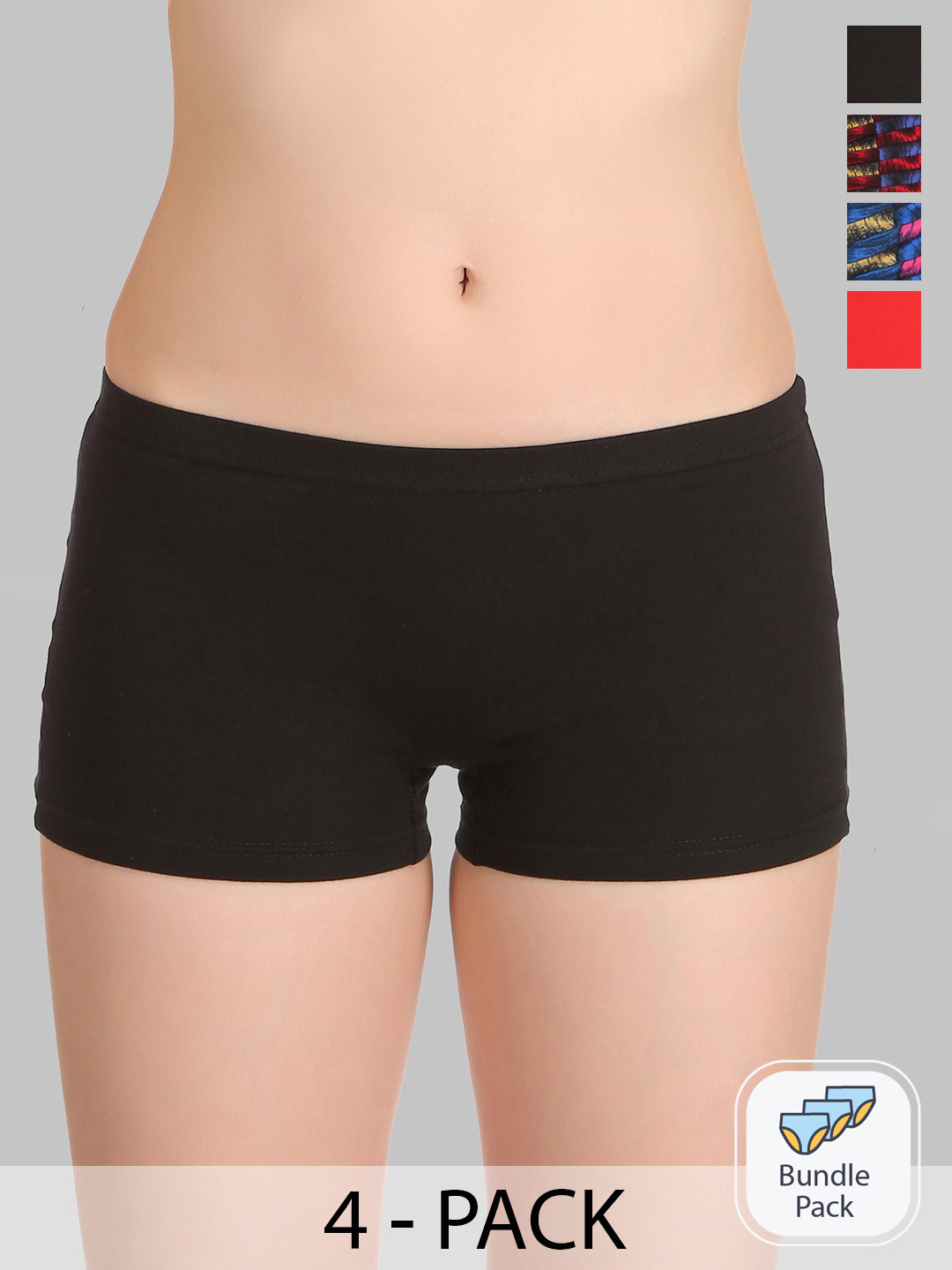 SELFCARE Pack Of 4 Seamless Mid Rise Pure Cotton Boy Short Briefs