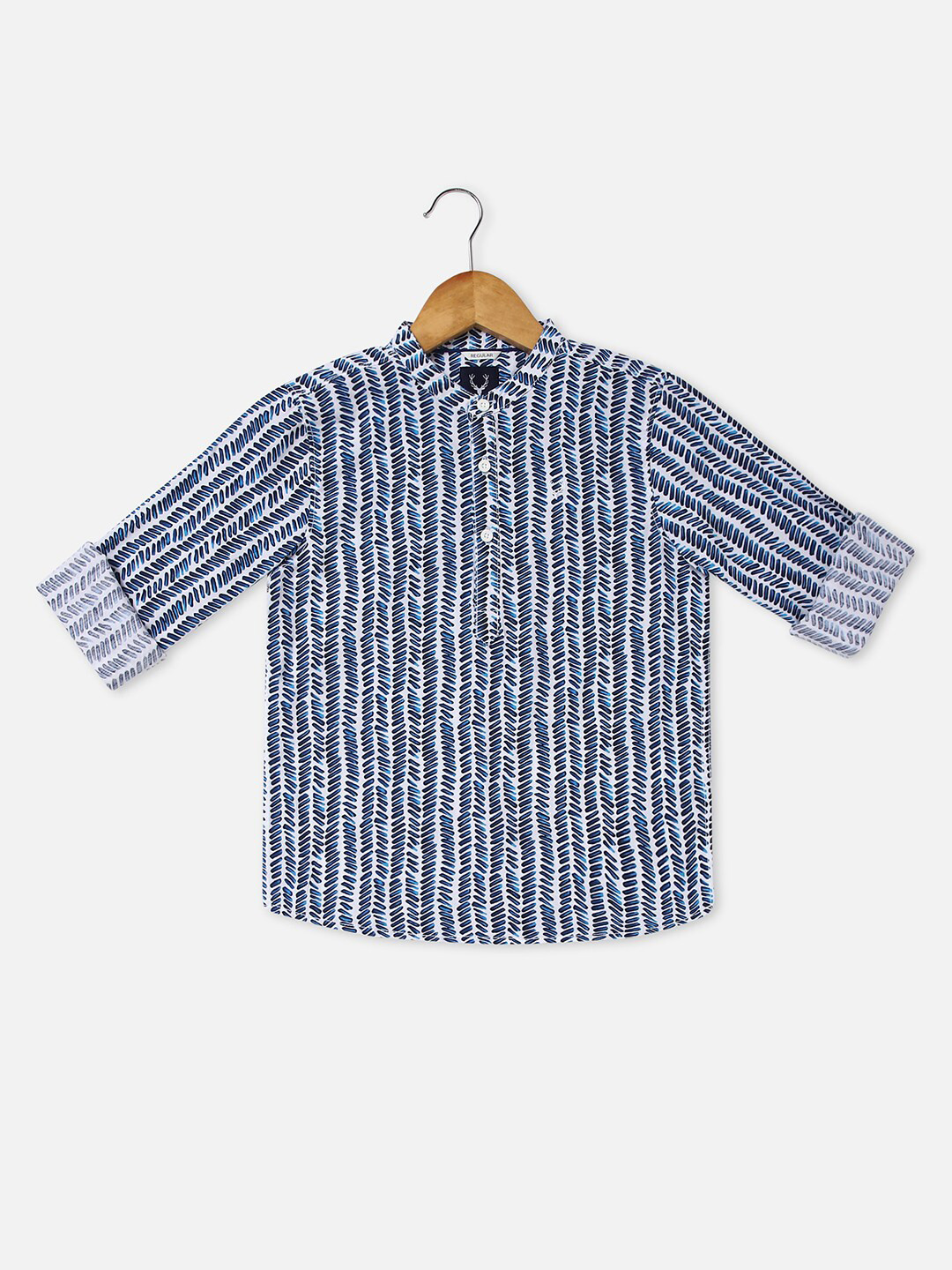 Allen Solly Junior Boys Abstract Printed Mandarin Collar Pure Corron Casual Shirt