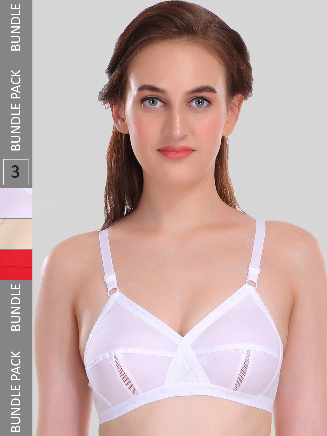 SELFCARE Pack Of 3 Sinker Non Padded Rapid-Dry Cotton Everyday Bras With Full Coverage