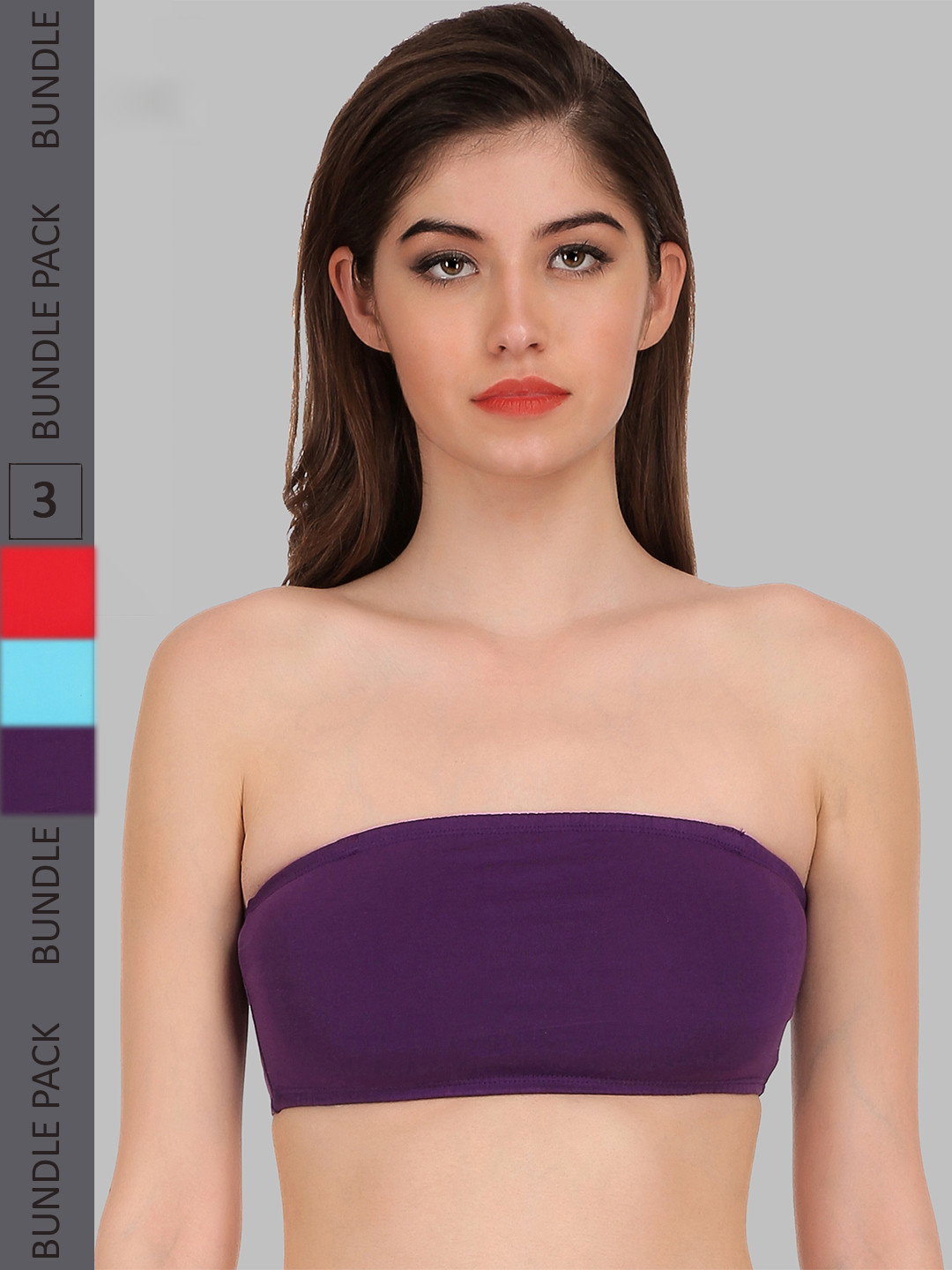 SELFCARE Pack Of 3 Sinker Non Padded Rapid-Dry Cotton Bandeau Bras With Full Coverage