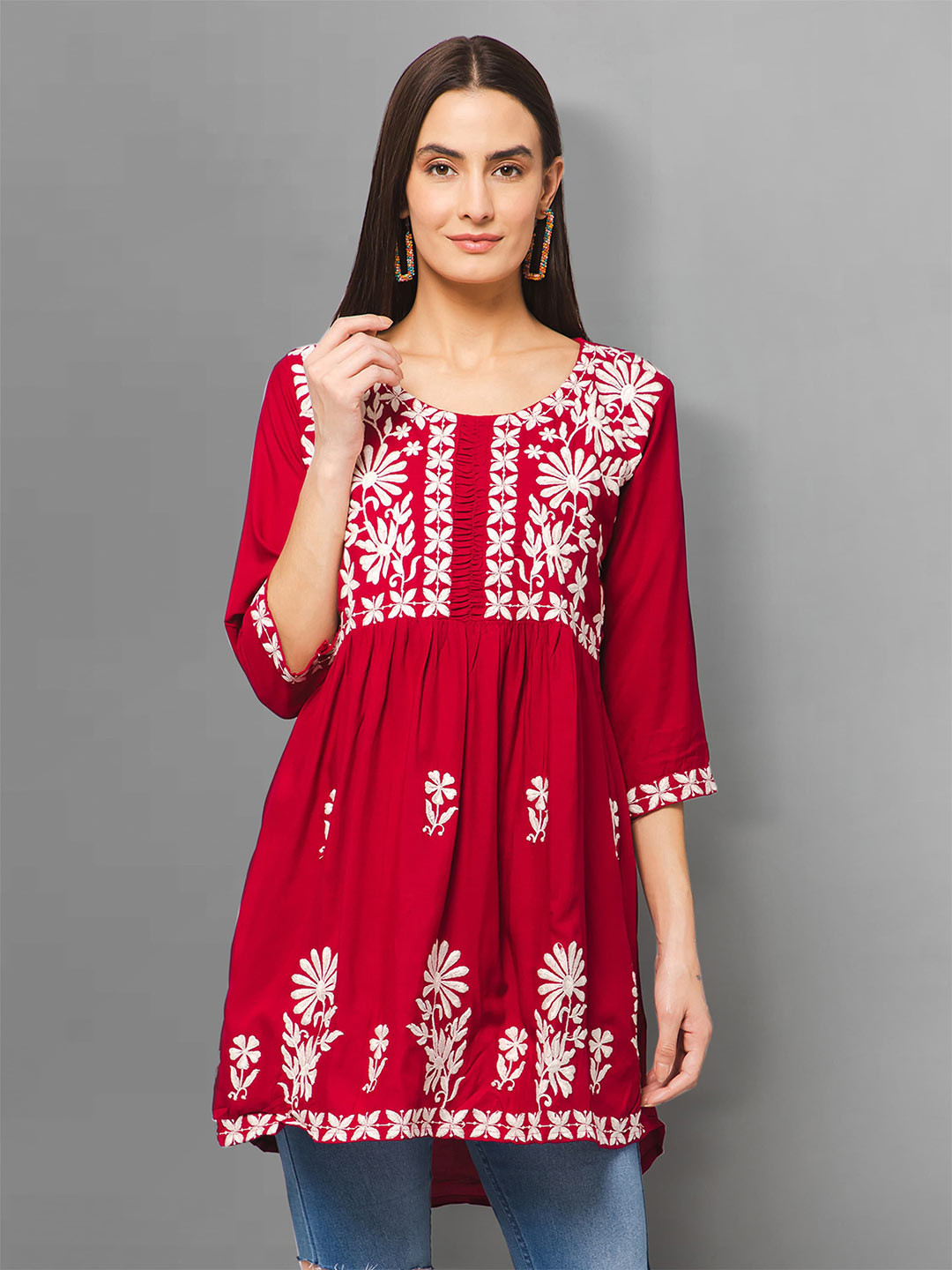 Winza Designer Floral Print Empire Longline Top