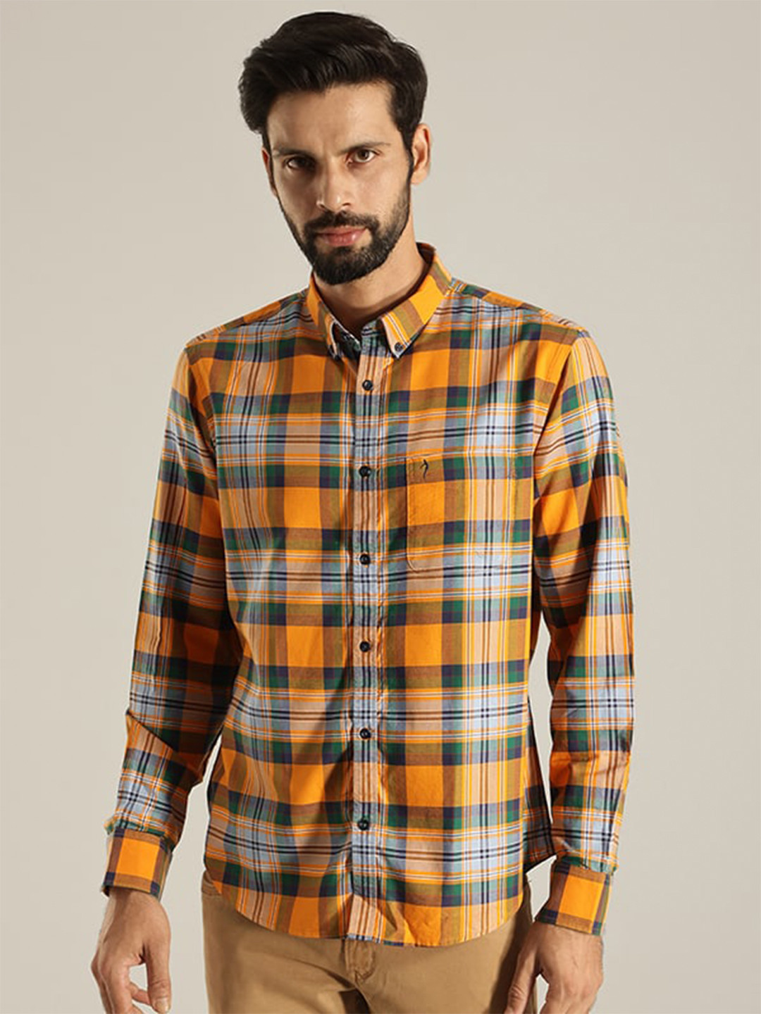 Indian Terrain India Slim Other Checks Slim Fit Pure Cotton Casual Shirt