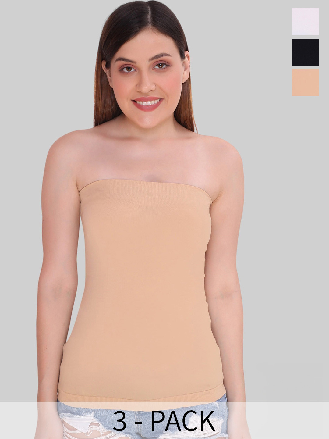 PLUMBURY Pack Of 3 Strapless Tube Camisoles