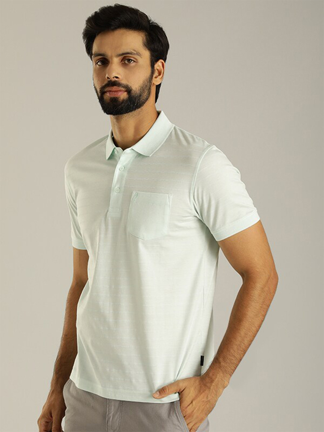 Indian Terrain Polo Collar Pockets Pure Cotton T-Shirt