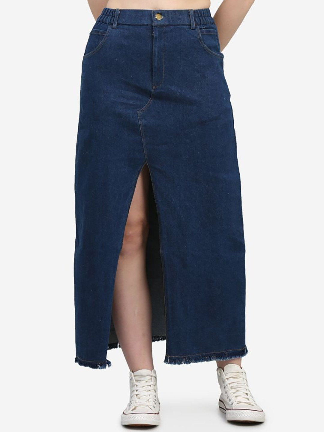 SUMAVI-FASHION Denim Maxi Pencil Skirt