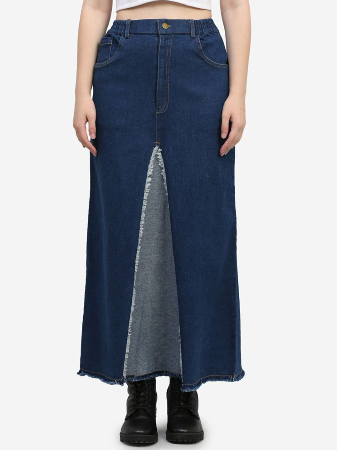 SUMAVI-FASHION Denim Maxi Pencil Skirt