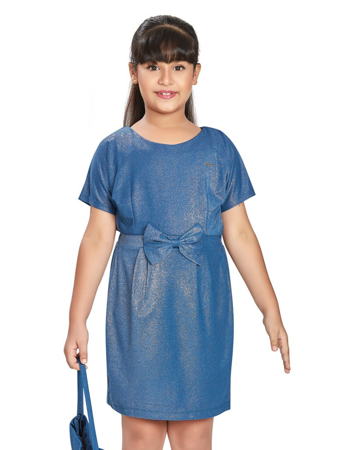 Peppermint Girls Round Neck Bow styling A-Line Dress