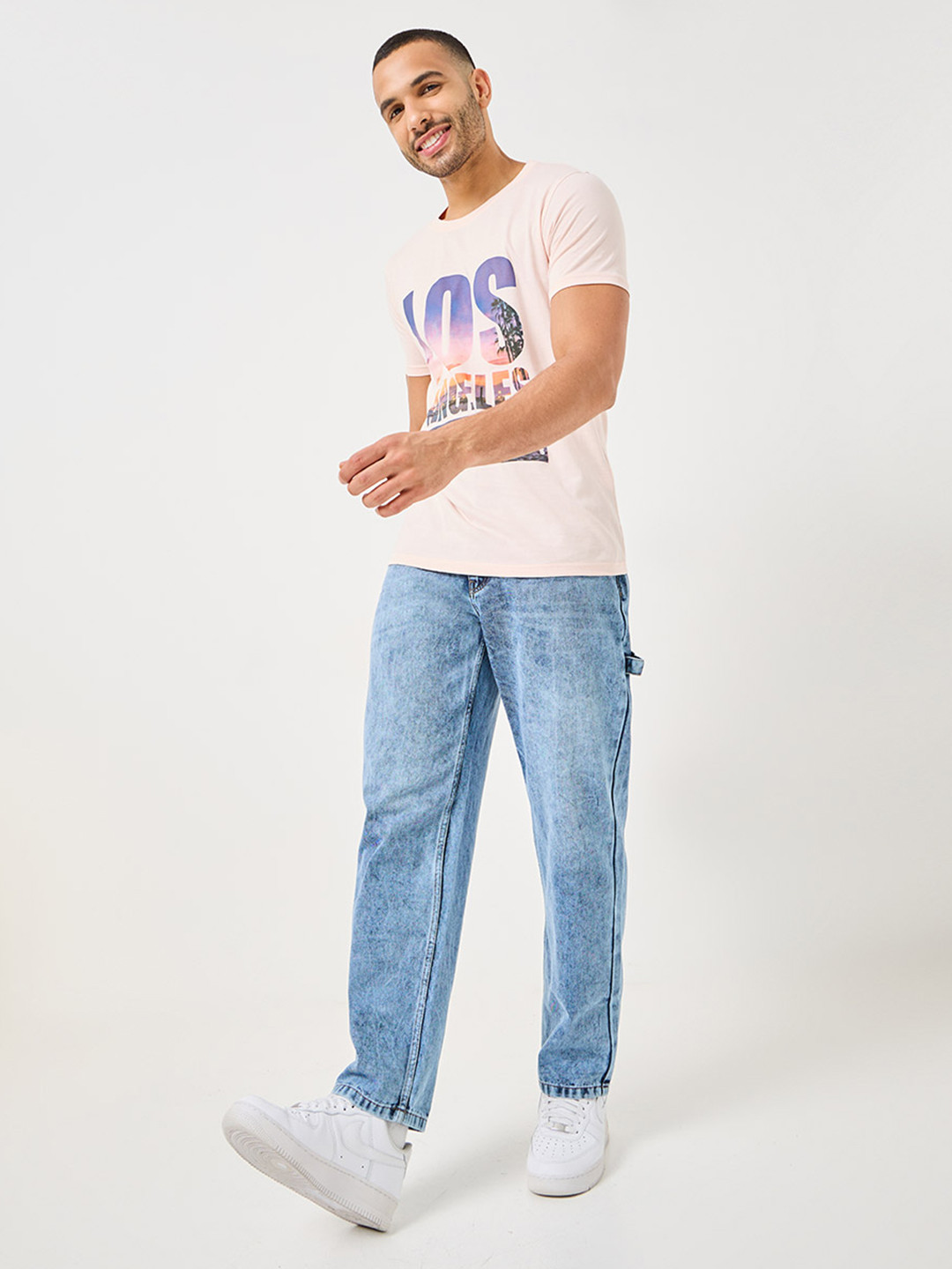 Styli Men Mid Wash Carpenter Fit Jeans
