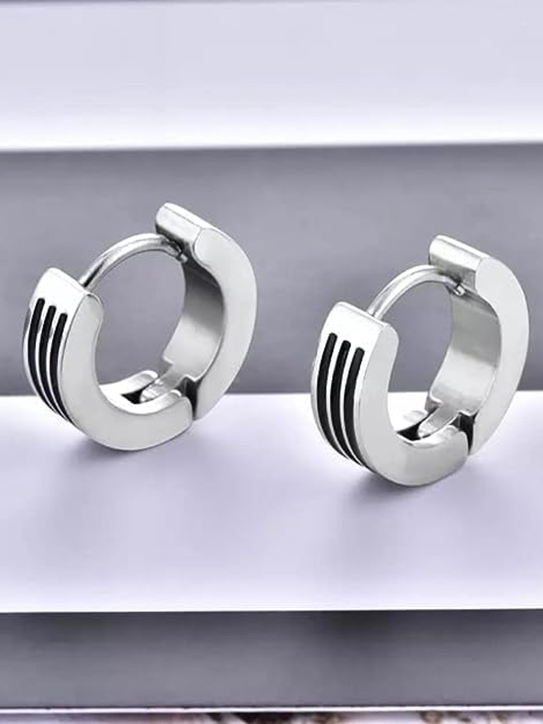 KRYSTALZ Stainless Steel Circular Hoop Earrings