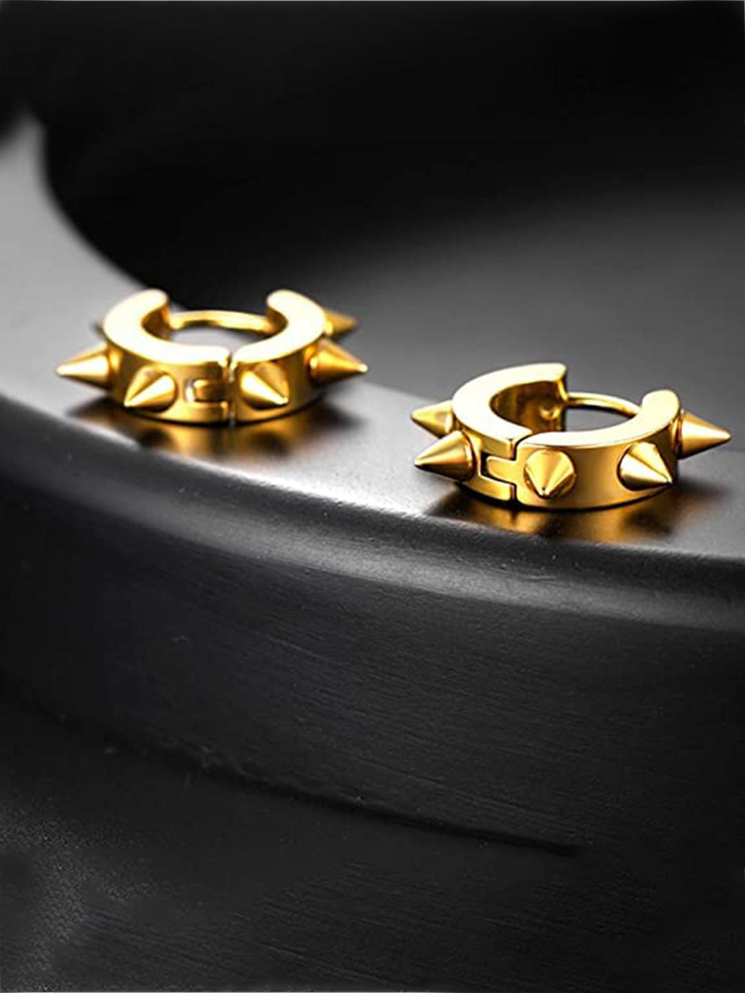 KRYSTALZ Unisex Set Of 2 Spiked Half Hoop Earrings