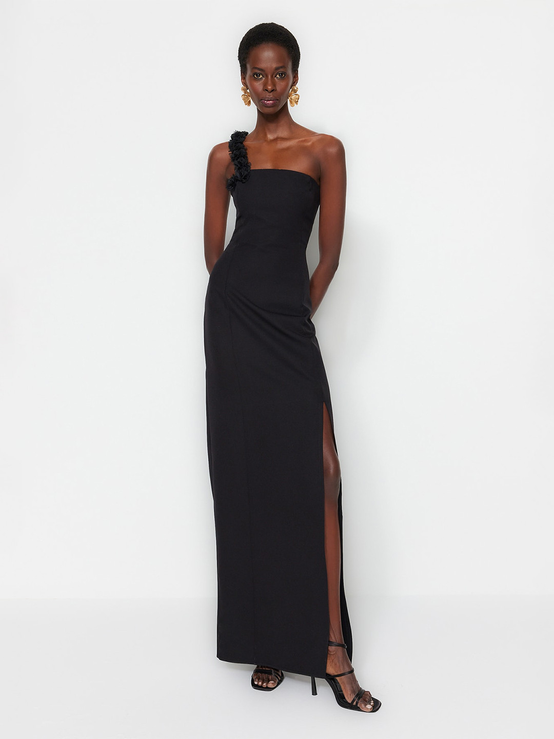Trendyol One-Shoulder Bodycon Maxi Dress With Slit